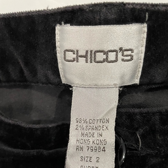 CHICO’S Black Velvet Flared Pants Size 2 Short - Picture 3 of 4